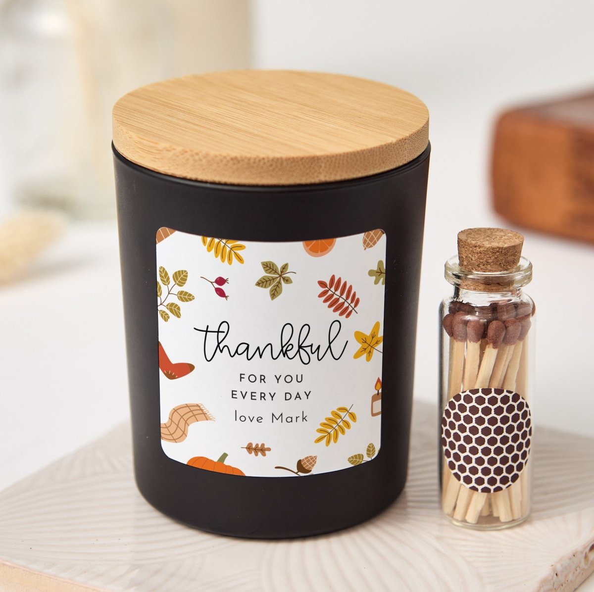 Thankful for You Every Day Soy Candle, Thoughtful Appreciation Gift for Him or Her, Boxed with Wooden Matches
