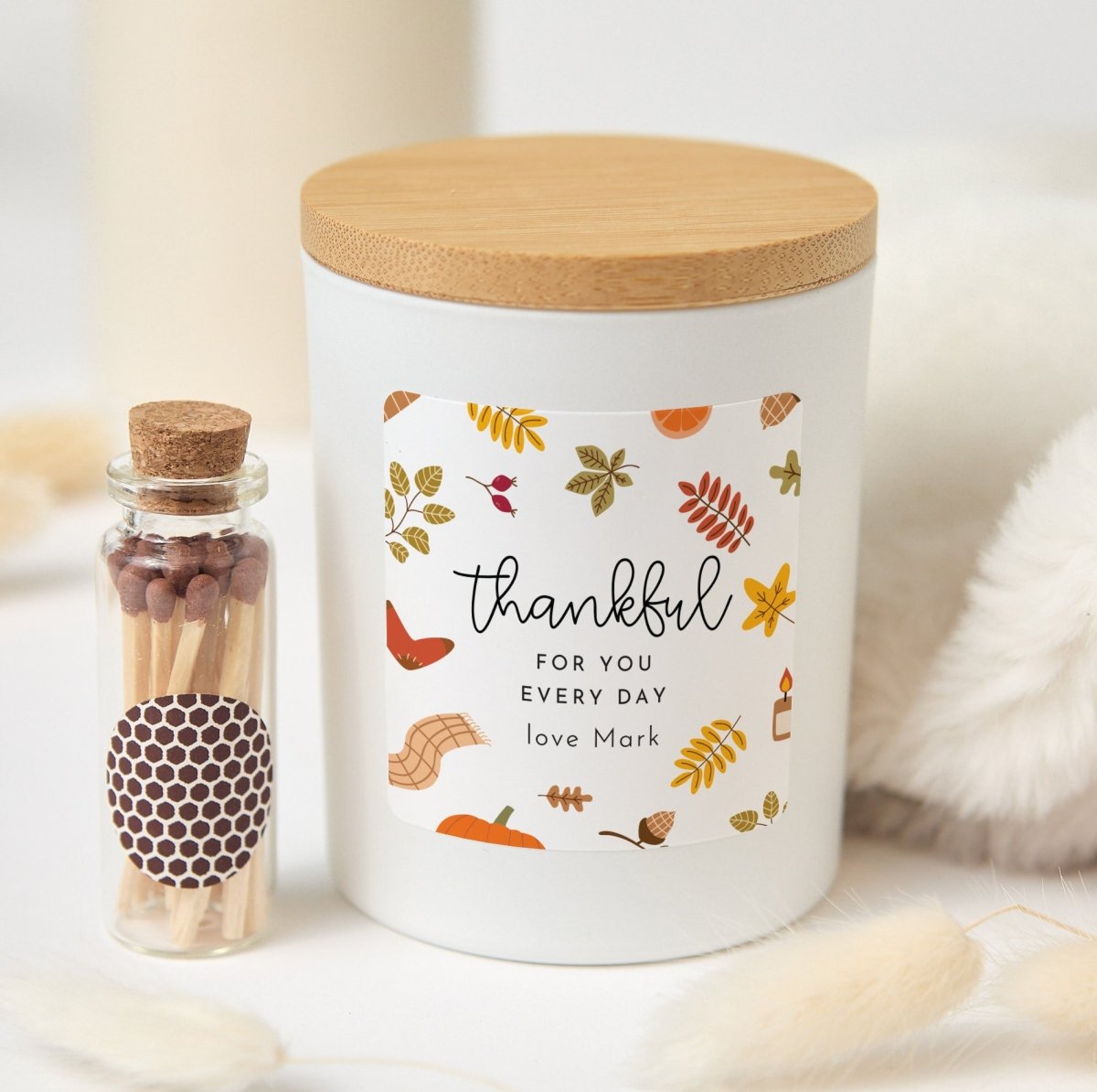 Thankful for You Every Day Soy Candle, Thoughtful Appreciation Gift for Him or Her, Boxed with Wooden Matches