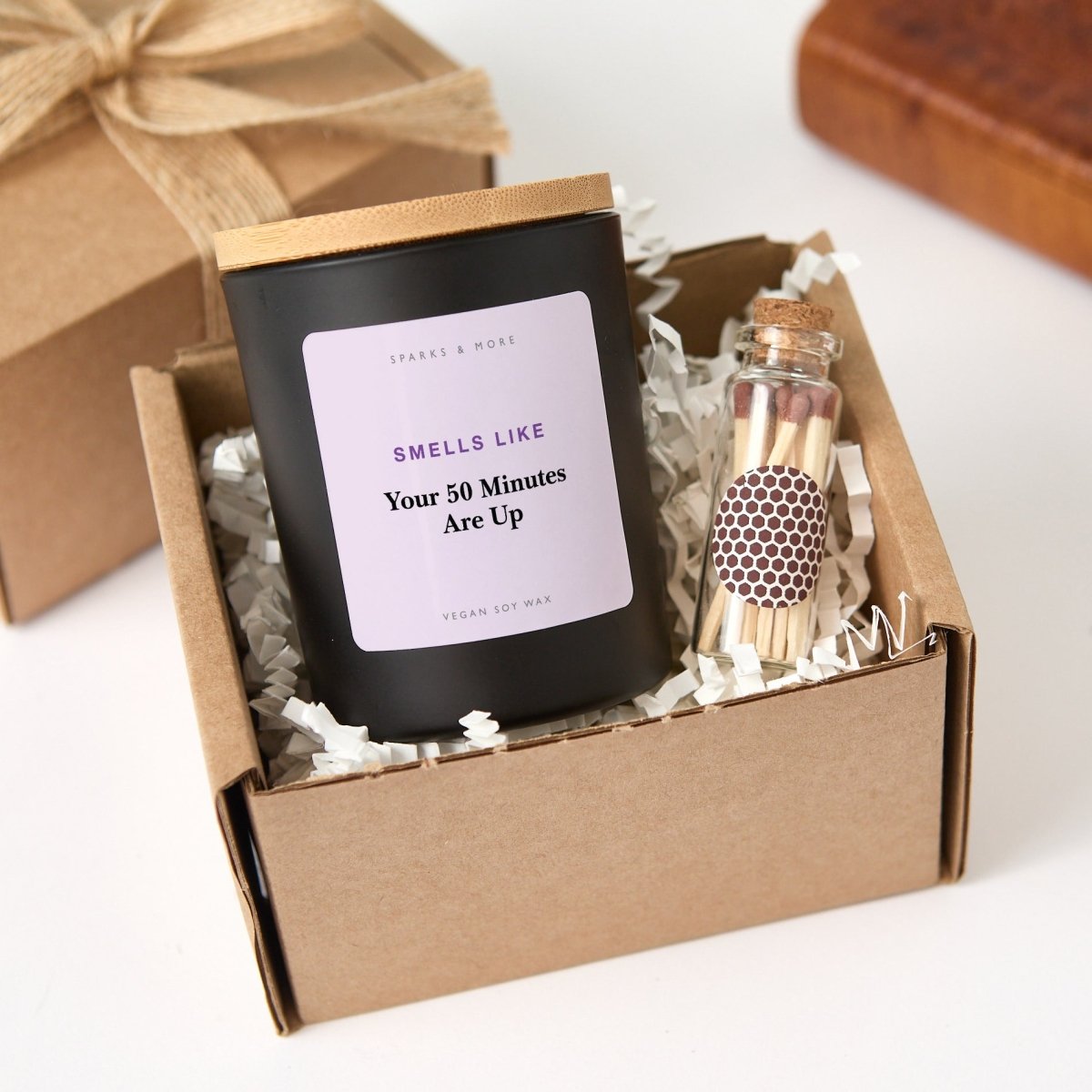 Therapist Candle, Your 50 Minutes Are Up Gift for Counselor Psychologist or Therapist, Soy Candle with Box and Matches
