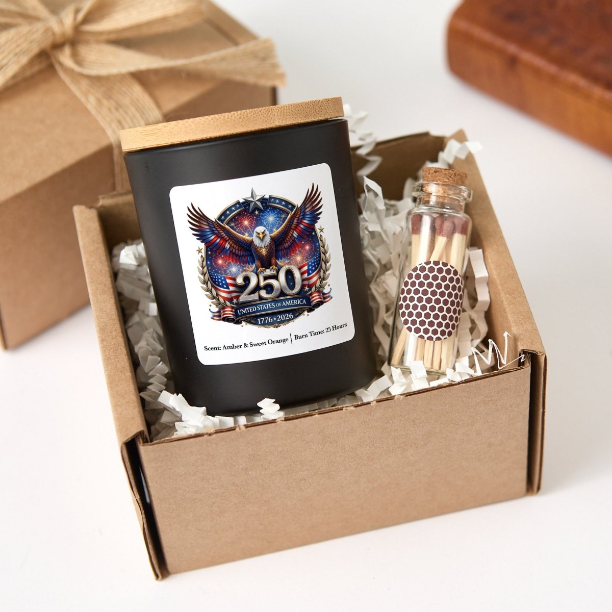 USA 250th Anniversary Candle, Patriotic Eagle Gift, America 1776 - 2026 Keepsake With Gift Box And Mini Matches