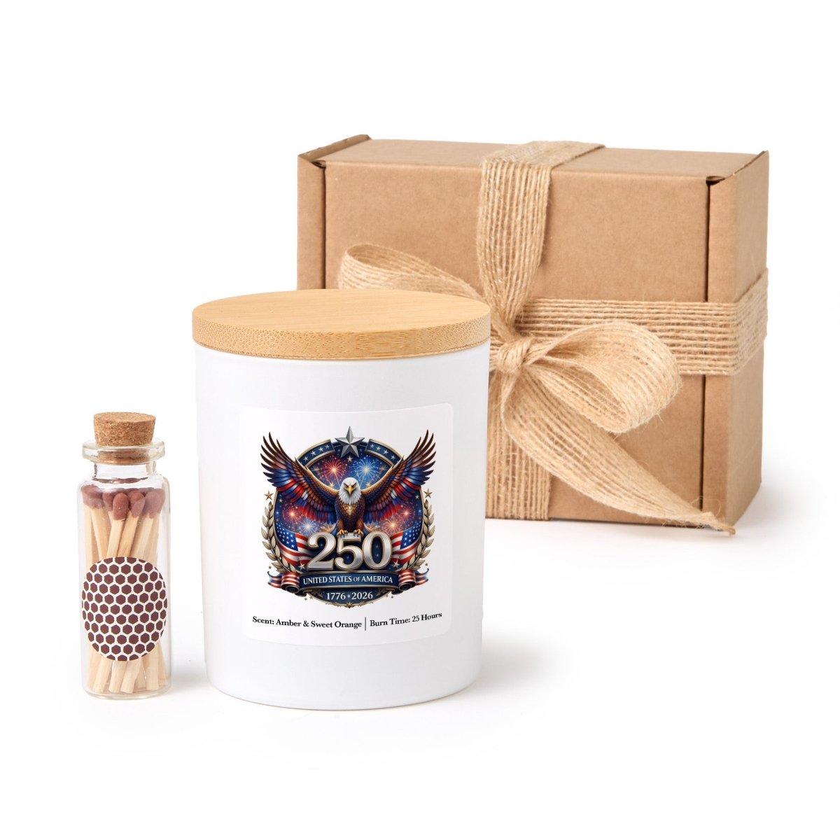 USA 250th Anniversary Candle, Patriotic Eagle Gift, America 1776 - 2026 Keepsake With Gift Box And Mini Matches