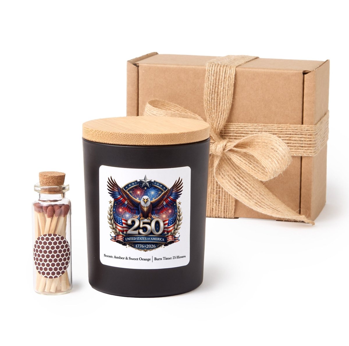USA 250th Anniversary Candle, Patriotic Eagle Gift, America 1776 - 2026 Keepsake With Gift Box And Mini Matches