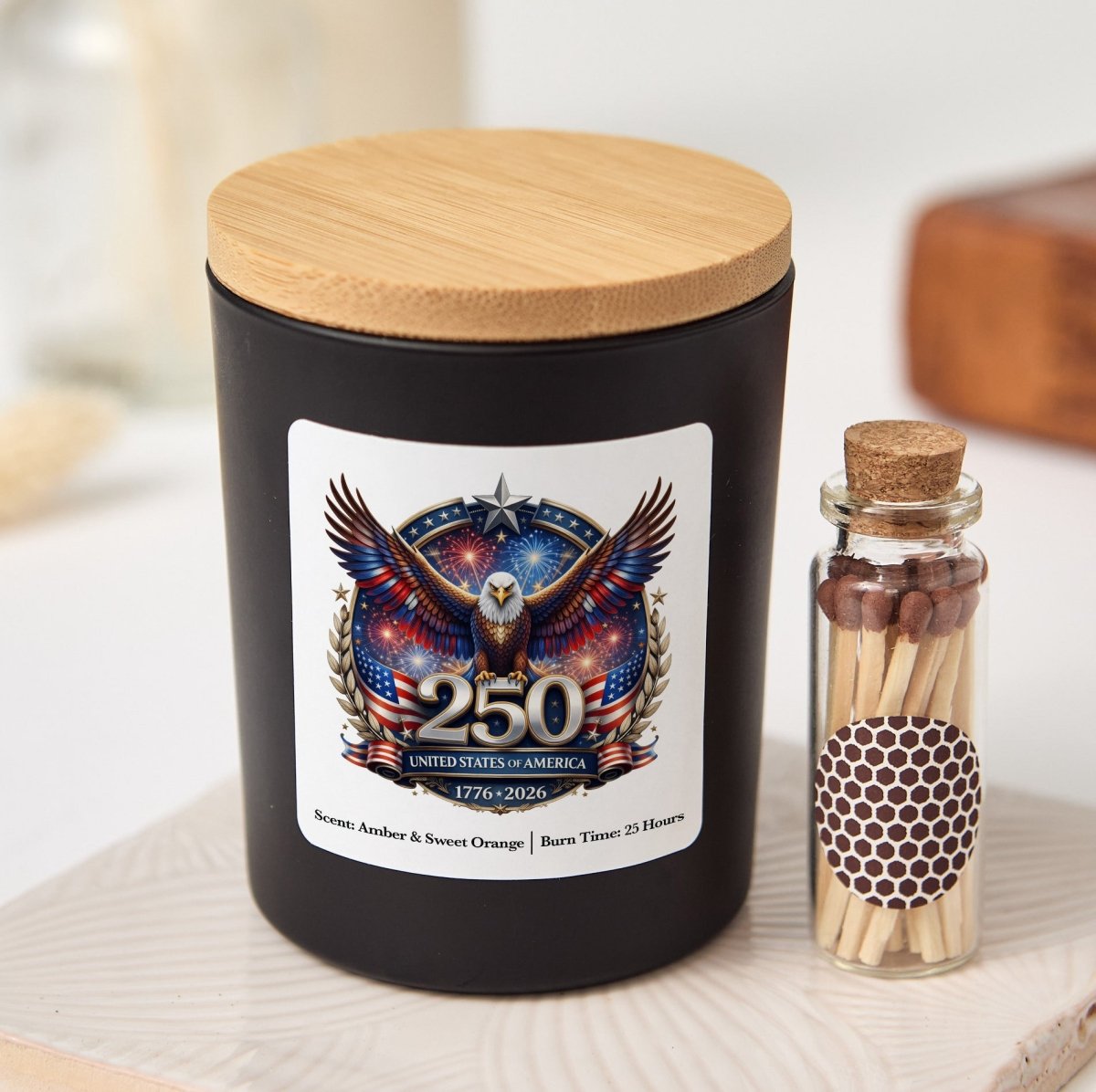 USA 250th Anniversary Candle, Patriotic Eagle Gift, America 1776 - 2026 Keepsake With Gift Box And Mini Matches