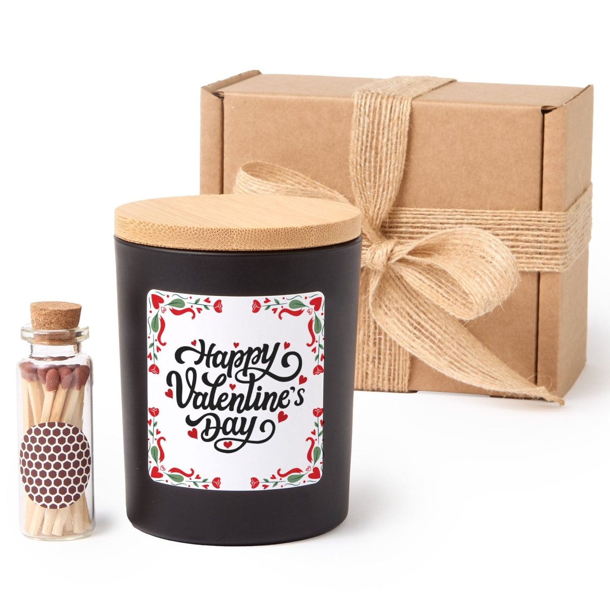 Valentine’s Day Romantic Home Decor Scented Candle Present, Love Theme Gift with Matches