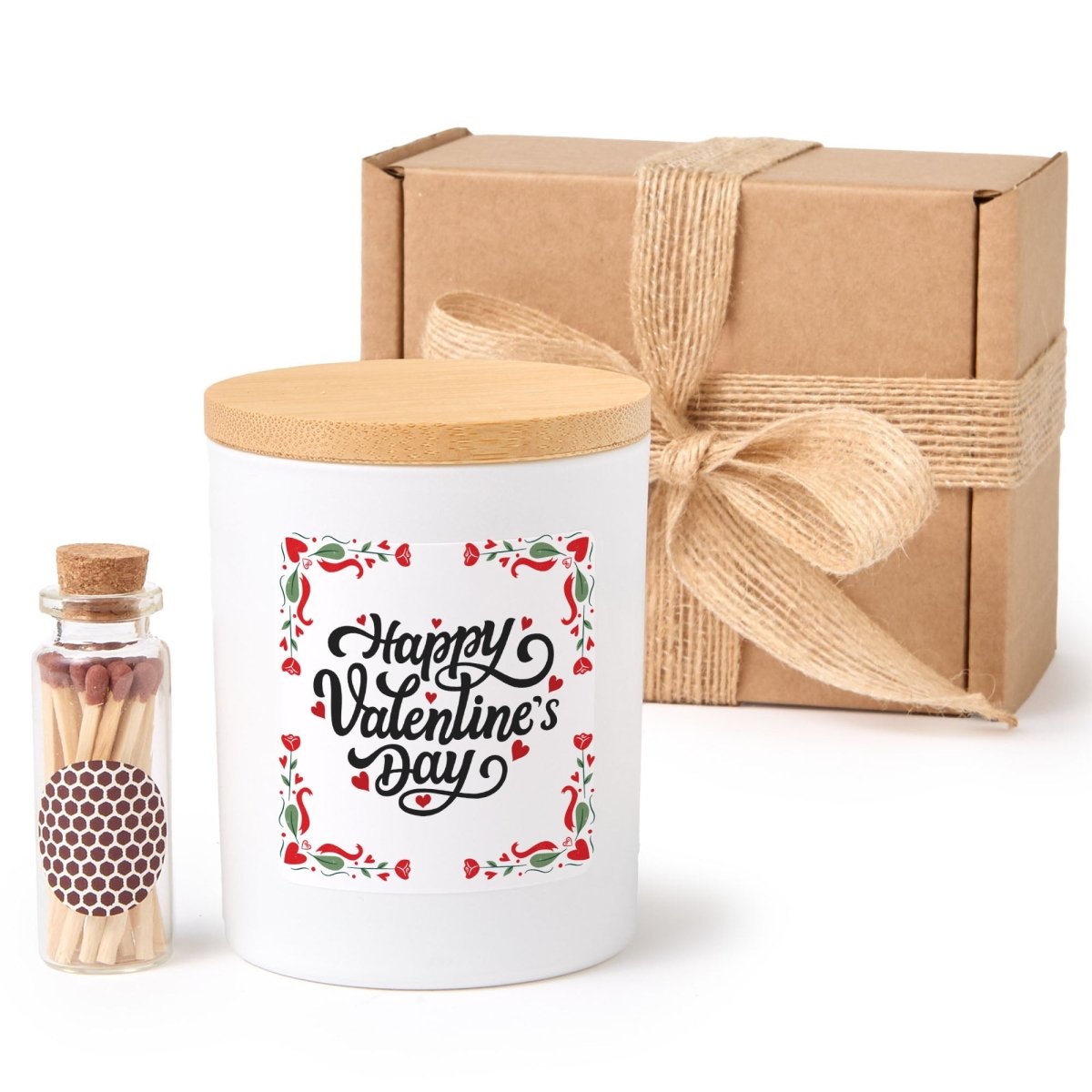 Valentine’s Day Romantic Home Decor Scented Candle Present, Love Theme Gift with Matches