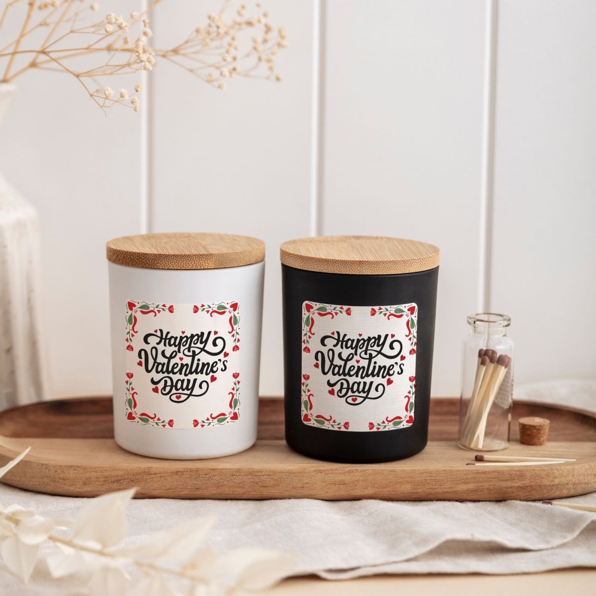 Valentine’s Day Romantic Home Decor Scented Candle Present, Love Theme Gift with Matches