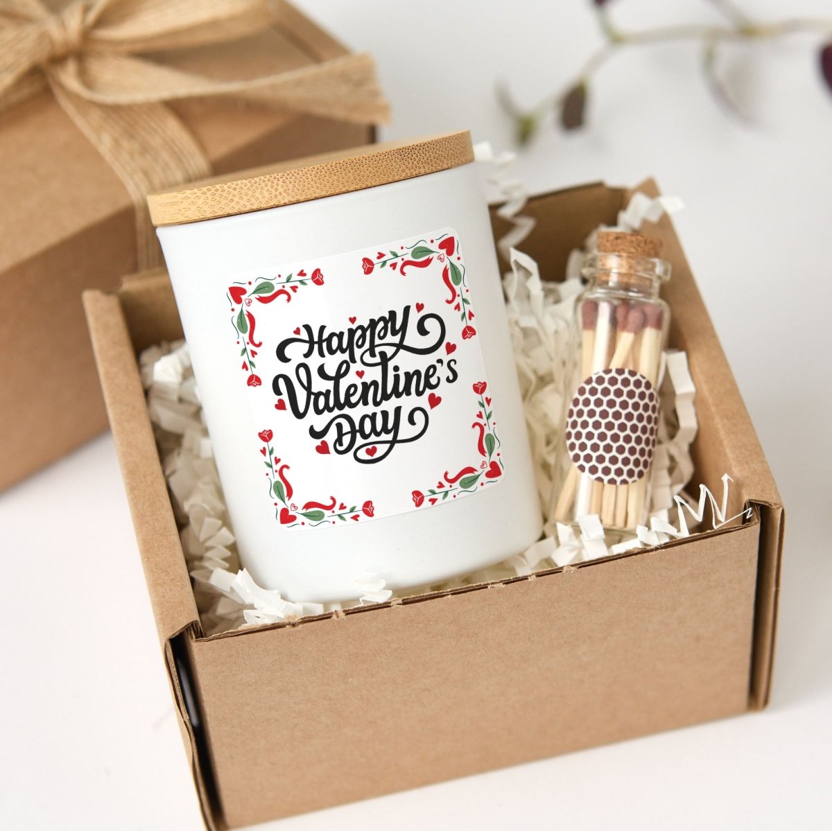 Valentine’s Day Romantic Home Decor Scented Candle Present, Love Theme Gift with Matches