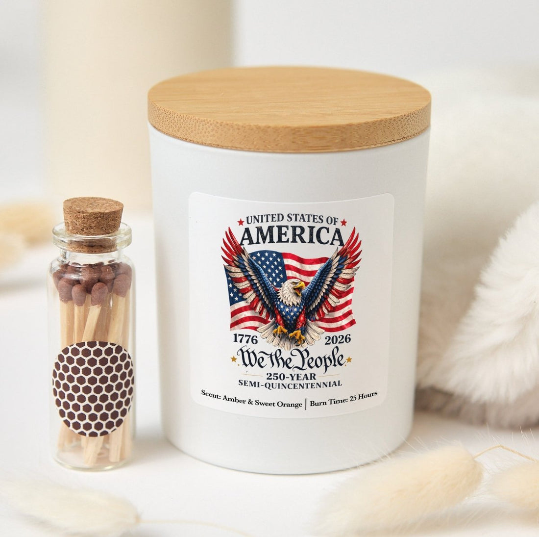 We The People Candle, USA 250 Year Semi Quincentennial Gift, Patriotic America Keepsake With Gift Box