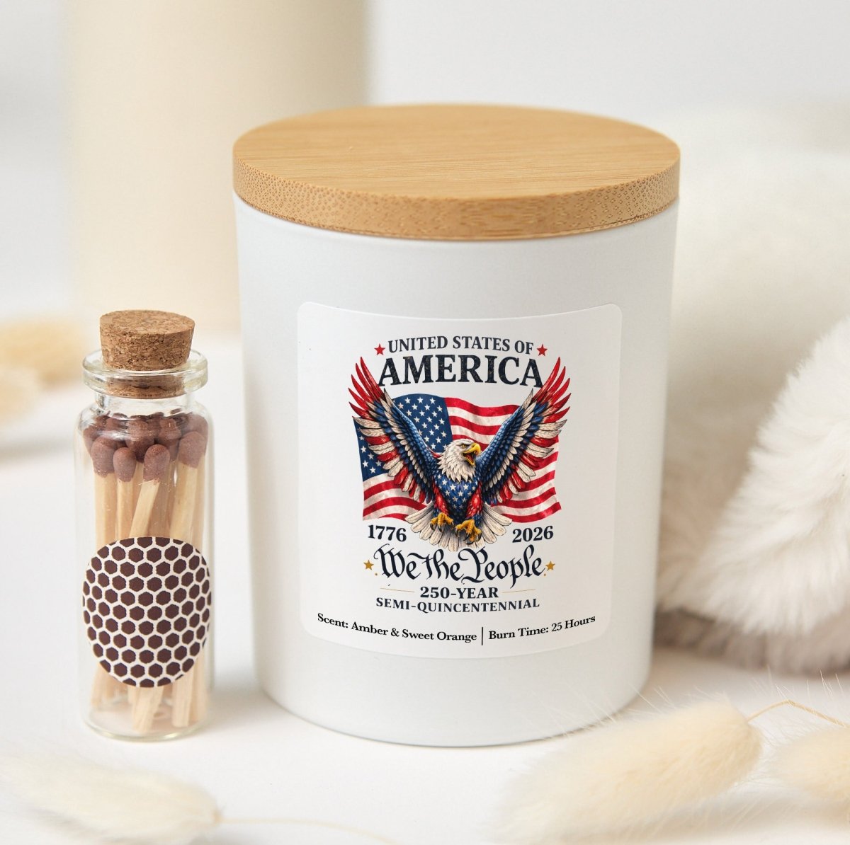 We The People Candle, USA 250 Year Semi Quincentennial Gift, Patriotic America Keepsake With Gift Box