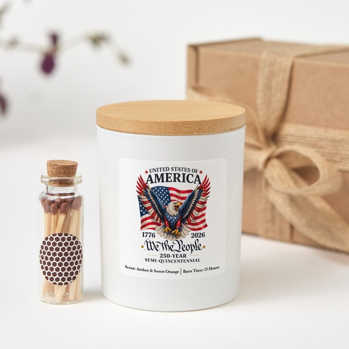 We The People Candle, USA 250 Year Semi Quincentennial Gift, Patriotic America Keepsake With Gift Box