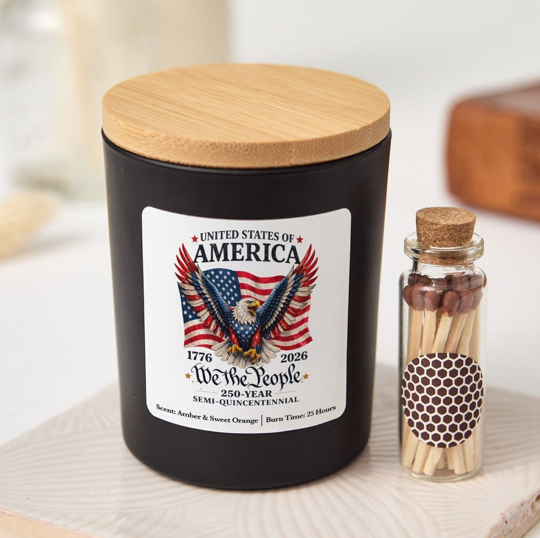 We The People Candle, USA 250 Year Semi Quincentennial Gift, Patriotic America Keepsake With Gift Box