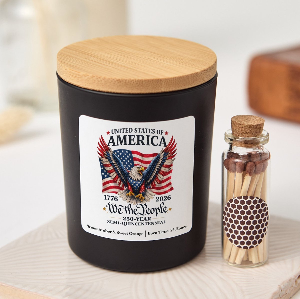We The People Candle, USA 250 Year Semi Quincentennial Gift, Patriotic America Keepsake With Gift Box