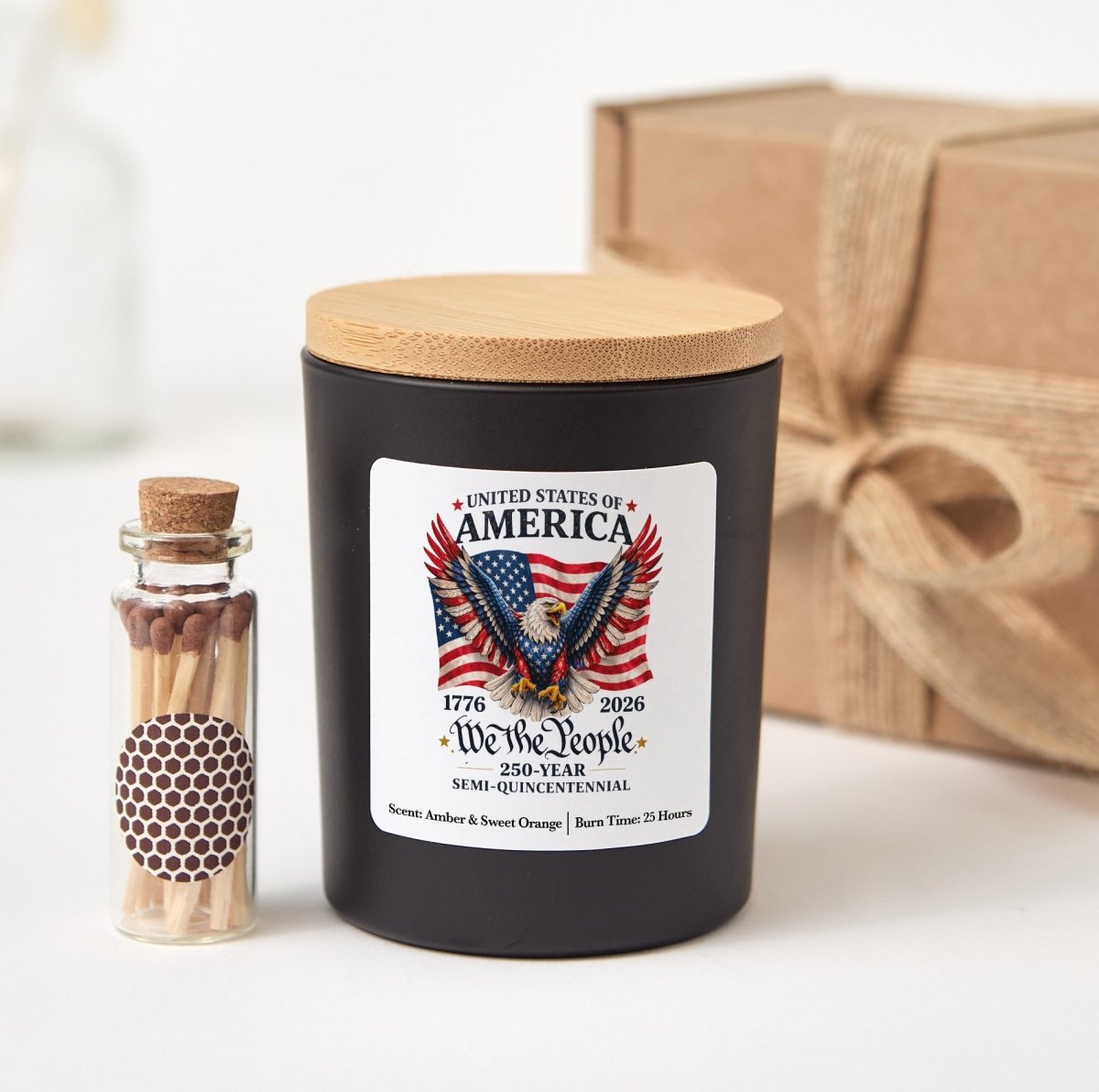 We The People Candle, USA 250 Year Semi Quincentennial Gift, Patriotic America Keepsake With Gift Box