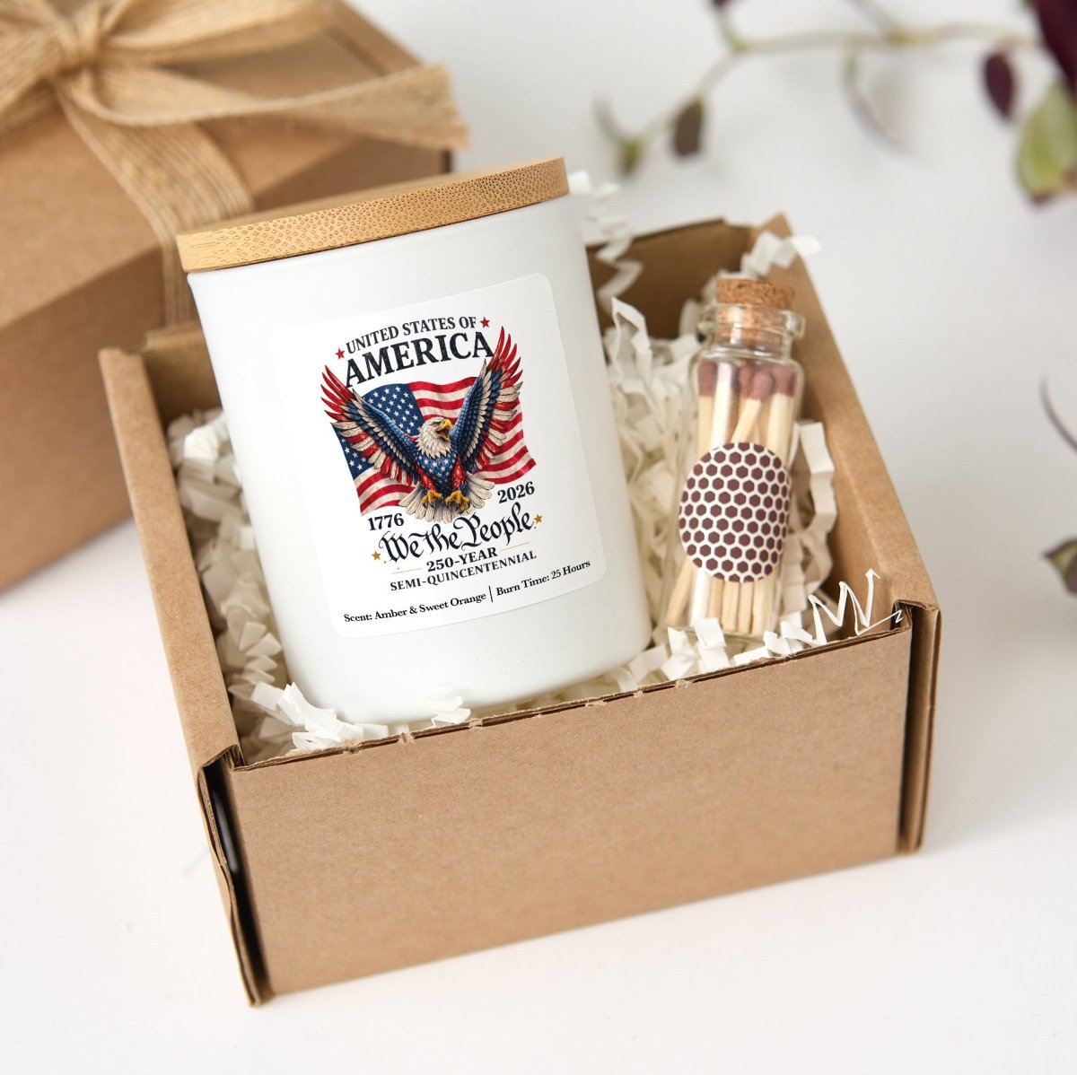 We The People Candle, USA 250 Year Semi Quincentennial Gift, Patriotic America Keepsake With Gift Box