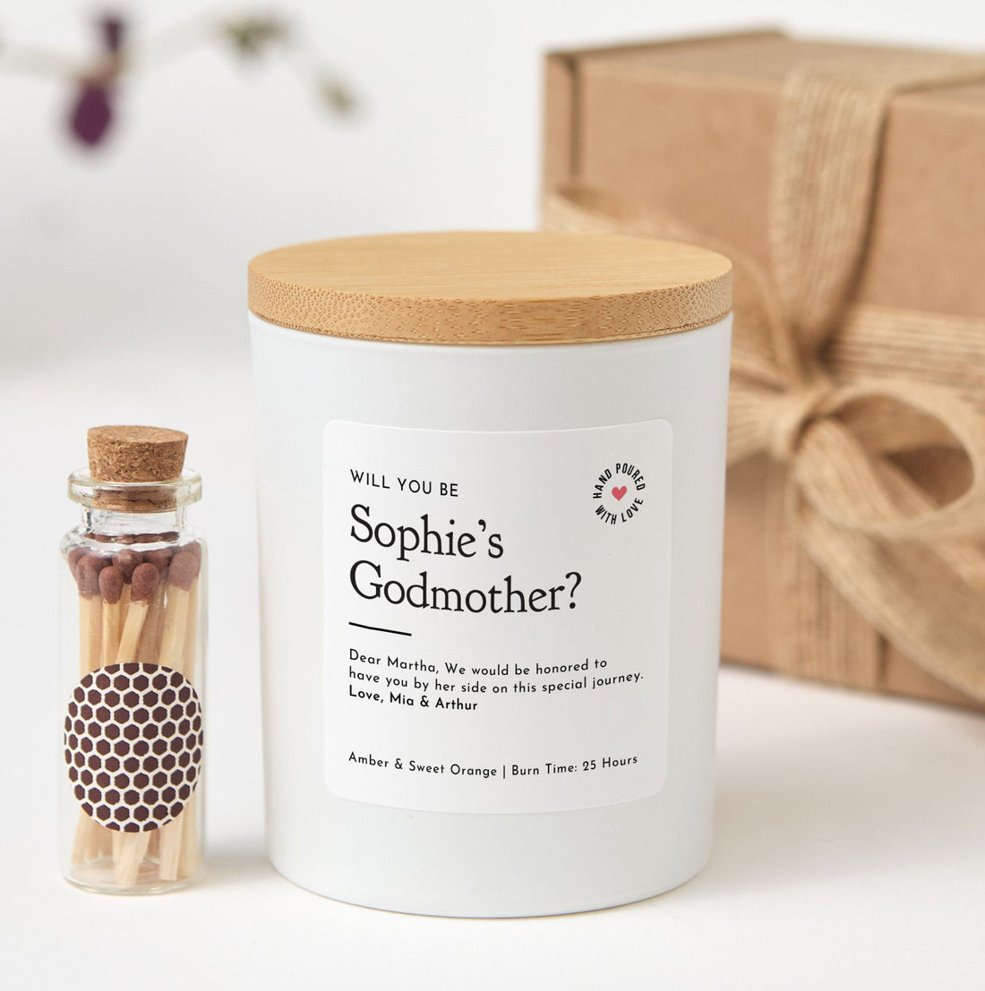 Will You Be My Godmother Candle Gift Box | Personalized Proposal Candle with Matches | Godmother Gift Keepsake