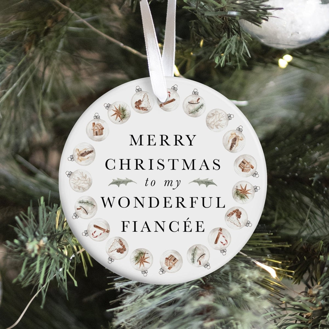 Wonderful Fiancée Christmas Ornament, Merry Christmas to My Fiancée Holiday Tree Gift for Engaged Couple