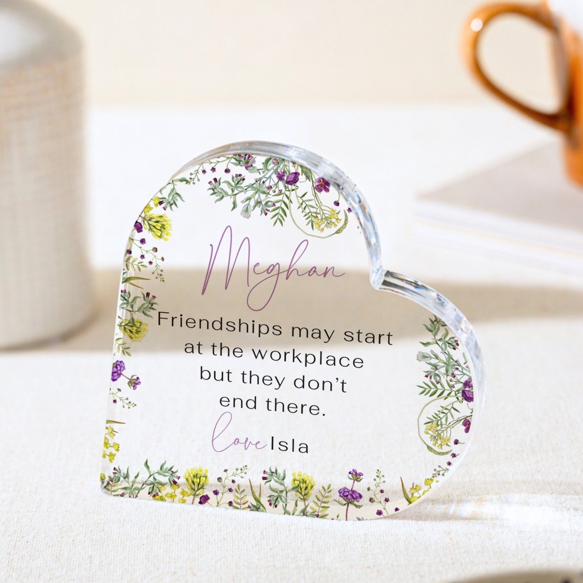 Work Friend Plaque Gift for Coworker, Personalized Acrylic Keepsake, Office Friendship Present for Her