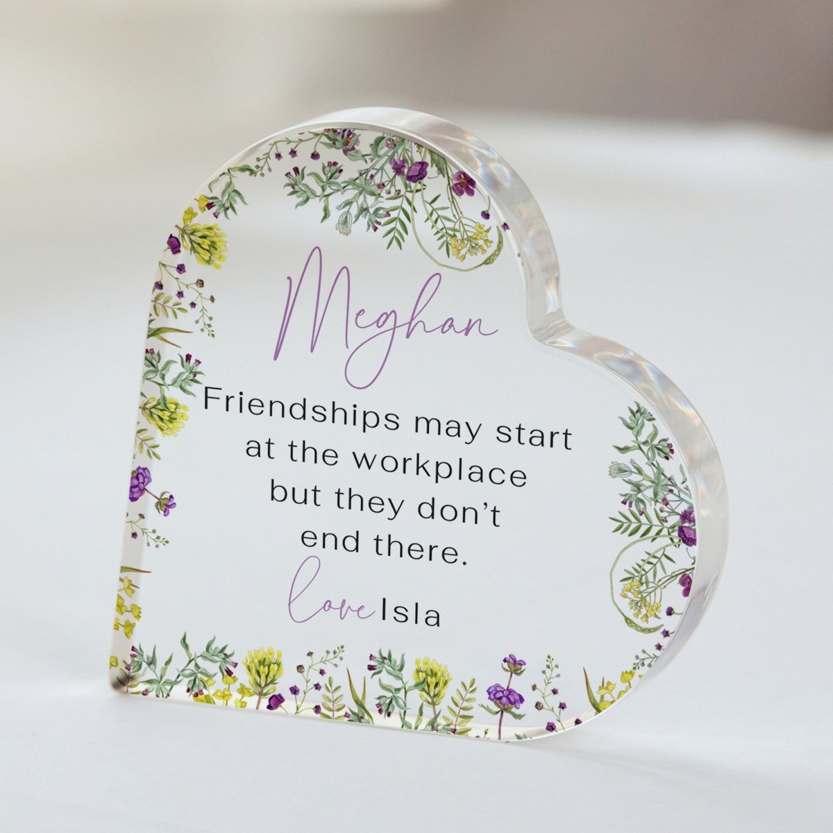 Work Friend Plaque Gift for Coworker, Personalized Acrylic Keepsake, Office Friendship Present for Her