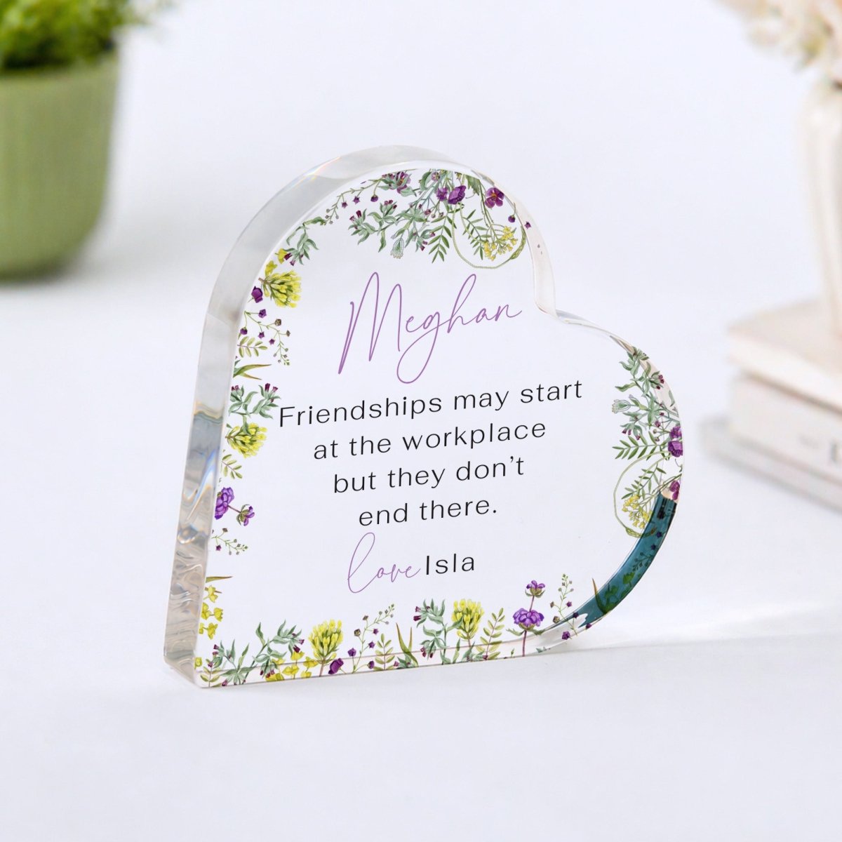 Work Friend Plaque Gift for Coworker, Personalized Acrylic Keepsake, Office Friendship Present for Her
