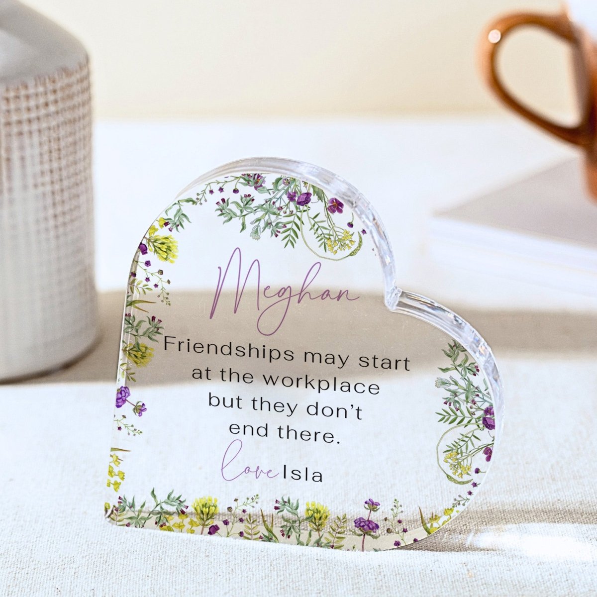 Work Friend Plaque Gift for Coworker, Personalized Acrylic Keepsake, Office Friendship Present for Her